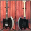 Custom Metallic Silver Axe Chitarra elettrica Floyd Rose Tremolo Bridge Chopper Intarsio Hardware cromato