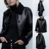 Damenjacken, maßgeschneiderte Lederjacke für Damen, Winter, schwarz, doppelseitig, kurz, Faux-Damen-Petite-Wollmantel, Damen-Heat-Damen