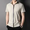 Men's T-Shirts Top Grade Summer Brand Designer Tops Trendy Cool Men Tshirt With Zipper Solid Color Short Sleeve Casual Fashion Men Clothes 230302