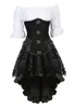 Bustiers korsetter Tredelar av axelmodelås stängning Steampunk Costumes Medieval Corset Dress Pirate Lingerie kjol setsbusti