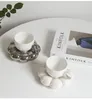 Tazze Creativo dipinto a mano Blue Sky White Cloud Cup e tazza da caffè fatta a mano in ceramica con piatto Simpatico set da tè Regalo per la casa