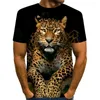 Erkek Tişörtler Erkek Hayvan 3d Baskılı Leopar T-Shirt Yaz Bayanlar/Erkekler Yenilik Hip Hop Sokak Giyim Üstleri