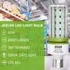500W motsvarande LED -majs glödlampa lumen 5000k 60W stort område cool dagsljus vit e26 e39 mogul bas för garage lager fabriksverkstad gata bakgård