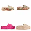 2023ss womens quilted satin platform slides slippers lux designer Flora Canvas covered platform sandals
