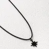 Pendant Necklaces Simple Star Choker Clavicle Chain Fashion Black Spray Paint Geometry Leather Cord Necklace For Women Party Jewelry