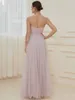 Party Dresses Luxury Evening Strapiess with Split Design 2023 of Chiffon Lilac Bridesmaid dress Gown 230301