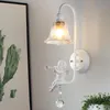 Wall Lamps Modern Simple E14 Resin White Angel Trumpet Bedroom Bedside Foyer Study Lamp Dining Room Led Crystal Glass