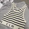 CE Trendy Womens Tasarımcı Tankları Camis Top 2023 Line Yaz Popüler Marka Marka Düz Renkli Çizgili Mektup İşlemeli Tank Top Gömlek Tees