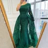 green Sequined Mother Of The Bride Dresses Gown Detachable Sweep Plus Size Mother's Dresses Kaftan Off Shoulder Long Evening Dress