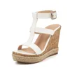 Sandals Women's Wedge High Heel Shoes 2023 Spring Rope Edge Thick Bottom Retro T-strap Summer