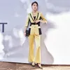 Women's Two Piece Pants 2023 Fashion Office Suit Jacket Two-piece Sets Women Spring Summer Patchwork Blazers Coat Flare Trousers Lady Casual