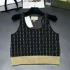 Letter Jacquard Tanks For Women Gold Knitted Tank Top Spring Summer New Tees Top Quality Camis Clothing