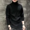 Män tröjor vår varm turtleneck tröja män mode solid mens 2023 casual manlig dubbel krage smal pullover pull homme