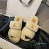 Winter Pluche Slippers voor dames echte lamslam dikke bodem designer glad 5502