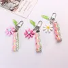 Keychains Handmade Cute Colorful Resin Flower Keychain Headphone Cover Keyring Lace Charm Bag Pendants Car Key Chains Wedding Party GiftsKey