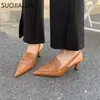 Sandálias suojialun spring marca feminina snadal moda pontual dedo dedo de ponta nos sapatos de mules fino vestido de salto alto slingback 230302