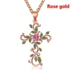 Kedjor Classic Cubic Rhinestone Flower Cross Halsband Kvinnor Creative Crystal Leaf Wrap Pendant Christian Jewelry