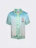 23SS New Casablanca designer shirt men and women Liberty Torch Print White Twill Silk Shirt for