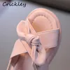 Sandals Summer Girls Sandals Solid Bow Soft Sole PU Children Fashion Sandals Non Slip Comfortable Designer Toddler Kids Beach Shoes R230220