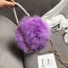 S pälspärl Kvinnor Luxur Designer Ostrich Feathers Round Evening Party Bag Famous Brand Handväskor Fall Winter Pursl230302