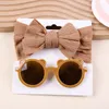 Acessórios para o cabelo da bandeira das crianças Baby Summer Sunglasses Sun Glasses de duas peças Nylon Terno elástico de cabeça fofa para meninas