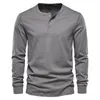 Men's T Shirts Men Fashion Cotton Shirt 2023 Spring Slim Fit Long Sleeve Henley Tshirt Streetwear Casual Solid Color T-Shirt