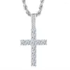 Halsketten mit Anhänger, modisch, exquisite Halskette mit eingelegtem Zirkon-Kreuz, geeignet für Unisex-Amulett-Schmuck