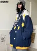 Giacche da donna KOSAHIKI Giubbotto bomber spesso Harajuku Donna Star Print Cappotto imbottito vintage a contrasto di colore Autunno allentato imbottito Streetwear 230302