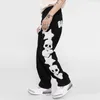 Skull jeans maschile e cinque stelle ricamo da asciugamano jeans pantaloni da uomo strappato harajuku vibe stile streetwear oversize winim casual jeans pantaloni 230302