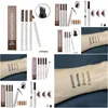 Rehausseur de sourcils stylo Microblading étanche 4 têtes croquis fin crayon liquide livraison directe santé beauté maquillage yeux Dhhal