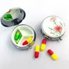 Medicine Case Spliters Pill Candy Box Organizer Container Mini Simple Plain Metal Rostfritt stål Runda Portable Medicine Box