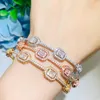 Bangle CWWZircons Luxury Stackable Statement Gold For Women Wedding Cubic Zircon Crystal CZ Dubai Silver Plated Bracelets BG041