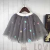 Skirts Girls Spring Summer New Gauze Skirts Children's Tutu Skirts Cosmic Stars Sequin Embroidery Toddler Girls Pleated Skirts 3-10T T230301