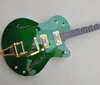 Guitare électrique semi-creuse verte avec touche en palissandre Bid TRemolo