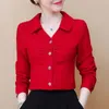 Women's Blouses Shirts Fashion Office Lady Long Sleeve Button Shirt Elegant Basic Turn-down Collar Folds Solid Color All-match Blouse Women's Clothing 230302