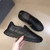 2023 P Black Men's Casual Shoes Högkvalitativ läder Luxna Design Round Toe Shoes Classic Thick Soles Gentleman's Sports Sneakers 01