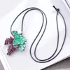 Pendant Necklaces In Vintage Plant Jewelry Long Necklace For Women Purple Grape Green Leaf Goth Chain Suspension Choker Christmas Gift