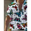 Men's Polos Badassdude Men's Butterfly Oil Print Casual Short Sleeve Shirt