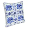 Oreiller moderne Delft bleu carreaux couvre canapé maison décorative Vintage motif Floral carré jeter étui 45x45 pour voiture Safa