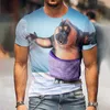 Men's T-Shirts Summer Retro Men's Clothing Top Casual Shirt Funny Hip Hop Hippo Pattern Round Neck Short Sleeve Men's Oversized T-Shirt 230302