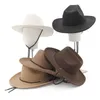 Beretten zwarte vrouwen mannen fedoras hoed dames gevoeld Panama winddichte touw jazz western cowboy street fedora sombrerosberets