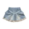 Jupes Nouveau bébé fille décontracté Jean jupes à volants dentelle enfant en bas âge coton Denim jupe printemps automne bébé vêtements 1-11Y filles jupe CC017 T230301