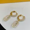 Boucles d'oreilles de luxe en diamant pour femmes, Design en or blanc 14 carats, lettre F, breloque, cadeau 9, 2023