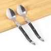 Set di stoviglie Jaswehome 6 pezzi Manico nero Laguiole Cucchiaini da caffè Cucchiaini da tè Posate Dessert Frutta Miscelazione Cucchiaio per gelato 230302