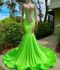 Prom Dresses Green Orange Mermaid Deep V Neck Sleeveless Sier Crystals Beads Black Girls Long Graduation Dress Plus Size Formal Evening Gowns Open Back 418