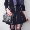 Röcke Hohe Taille Mini Schwarz Gothic Streetwear Cross Print Plissee Frauen Casual College Harajuku Rock Hosenträger