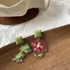 Backs oorbellen Koreaanse zoete rode kersenclip geen gat oor acryl schattig meisje cartoon dinosaurus op doorboorde oren vrouwen