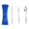 Dinnerware Sets 3Pcs Fork Spoon Portable Kitchen Tool Restaurant Travel Set Stainless Steel Tableware With Bag