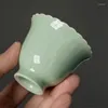 Cups Saucers 2Pcs/lot Creative Fowers Chinese Tea Cup Song Porcelain Ceramic Antique Beautiful Teacup Teaware A Of Light Green