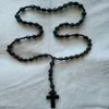 Naszyjniki wiszące Chrystus Jezus drewniane koraliki unisex ręcznie robiony różańca koralik krzyżowy Naszyjnik religijny ortodoksyjna biżuteria modlitwa